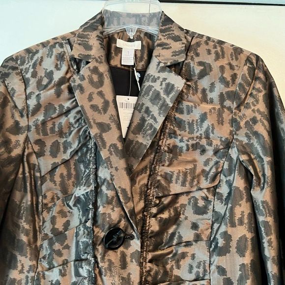 Chico's Bronze Animal Print Jacket - Size 1 - Picture 4 of 5